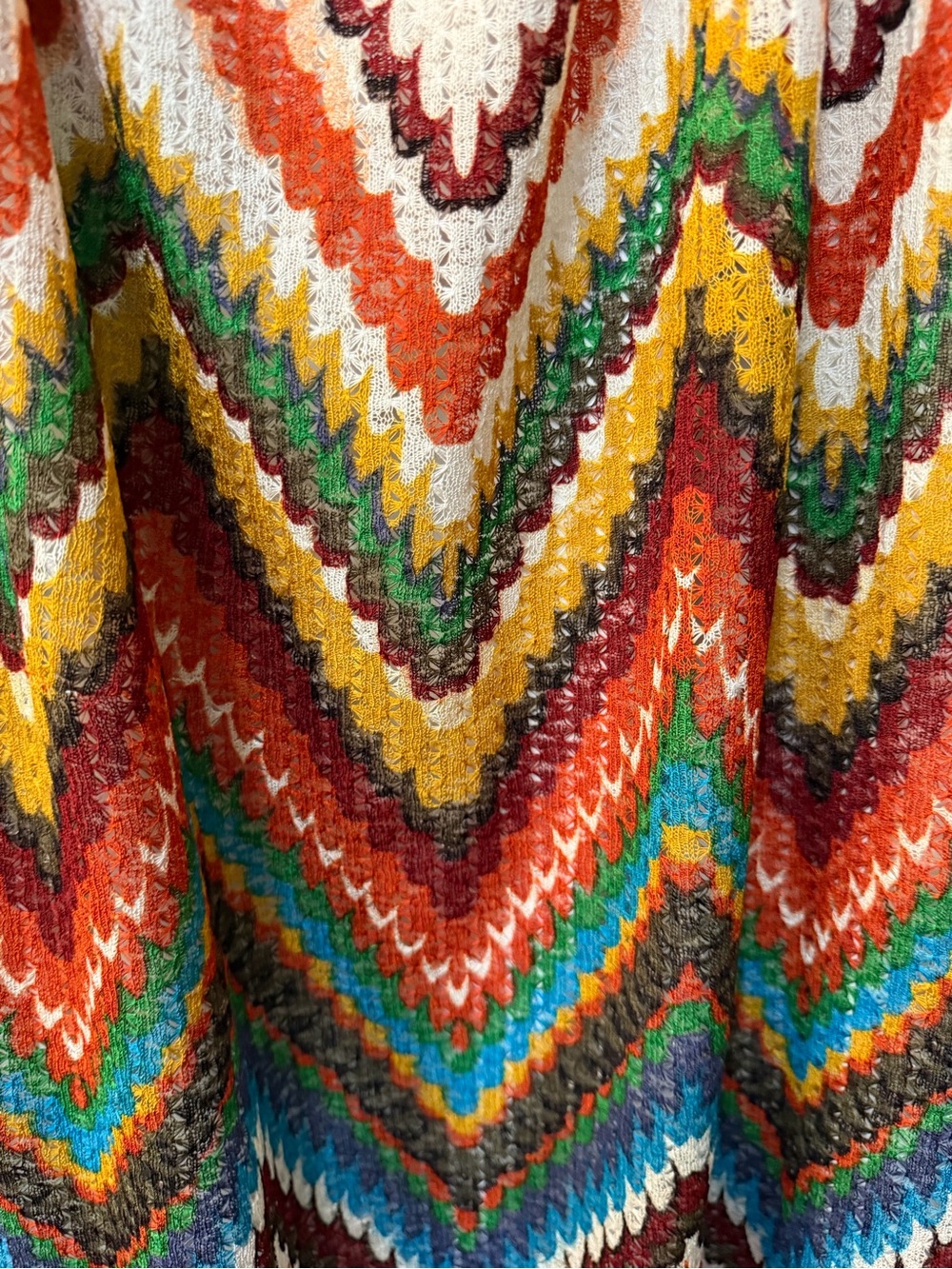 Boho Chevron Bell Sleeve Tunic Dress XL Colorful Fall Southwestern Festival - Picture 5 of 7